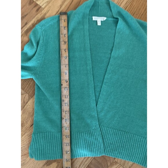 Eileen Fisher Green Linen Cardigan Size XS Open Front - Picture 4 of 7